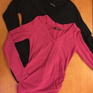 2 PattyBoutik long-sleeved Ts with ruching